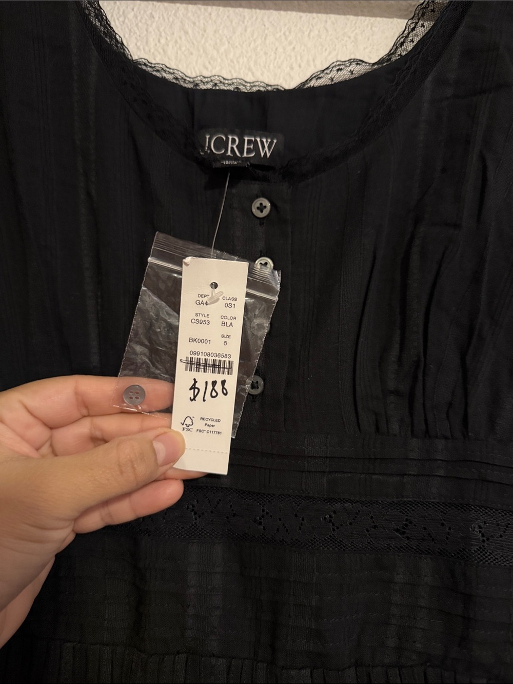 J.Crew Lace-Trim Pintuck Midi Dress - Picture 5 of 9